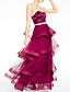 cheap Evening Dresses-A-Line Evening Gown Elegant Dress Party Wear Formal Evening Floor Length Sleeveless Sweetheart Tulle with Sash / Ribbon Tiered 2024