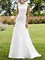 cheap Wedding Dresses-A-Line Wedding Dresses Jewel Neck Court Train Lace Satin Sleeveless Simple Sexy with 2021
