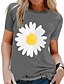 cheap Women&#039;s T-shirts-Women&#039;s T-shirt Floral Flower Round Neck Tops Basic Top White Black Purple