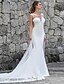 cheap Wedding Dresses-Mermaid / Trumpet Wedding Dresses Off Shoulder Court Train Lace Satin Tulle Sleeveless Sexy See-Through with Appliques 2021