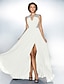 Χαμηλού Κόστους Βραδινά Φορέματα-Γραμμή Α Στυλ Διασήμων Φόρεμα Χοροεσπερίδα Ουρά Αμάνικο Με Κόσμημα Σιφόν με Πούλιες Φόρεμα 2022 / Επίσημο Βραδινό