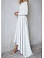 cheap Wedding Dresses-Hall Casual Wedding Dresses Sweep / Brush Train A-Line Long Sleeve Jewel Neck Chiffon Over Satin With Split Front 2023 Bridal Gowns
