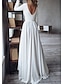 cheap Wedding Dresses-Hall Casual Wedding Dresses Sweep / Brush Train A-Line Long Sleeve Jewel Neck Chiffon Over Satin With Split Front 2023 Bridal Gowns