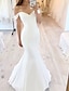 cheap Wedding Dresses-Hall Casual Wedding Dresses Floor Length Mermaid / Trumpet Short Sleeve Off Shoulder Satin With 2023 Bridal Gowns