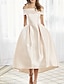 preiswerte Kleider für die Brautmutter-A-Linie Brautmutterkleid kleid hochzeitsgast Elegant Schulterfrei Knöchellänge Satin Kurzarm mit Plissee 2024