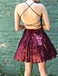 זול שמלות קוקטייל-גזרת A שמלות קוקטייל מדבקות עם נצנצים שמלה סיום לימודים קצר \ מיני ללא שרוולים צווארון V נצנצים עם נצנצים 2022
