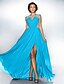 cheap Evening Dresses-A-Line Celebrity Style Dress Prom Sweep / Brush Train Sleeveless Jewel Neck Chiffon with Sequin Slit 2022 / Formal Evening