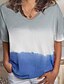 cheap Women&#039;s T-shirts-Women&#039;s T shirt Tee Pink Wine Blue Color Block Tie Dye Short Sleeve Daily V Neck Regular Fit
