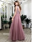 cheap Prom Dresses-A-Line Beautiful Back Wedding Guest Prom Dress Jewel Neck Sleeveless Floor Length Tulle with Sequin 2021