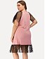 cheap Plus Size Dresses-Women&#039;s Shift Dress Knee Length Dress Blushing Pink Short Sleeve Solid Color Mesh Patchwork Summer Square Neck Elegant Streetwear 2021 L XL XXL 3XL 4XL / Plus Size