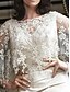 cheap Mother of the Bride Dresses-Sheath / Column Mother of the Bride Dress Elegant Jewel Neck Knee Length Satin Lace Tulle Long Sleeve with Appliques Ruching 2023