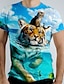 お買い得  動物とマペット-メンズ tシャツ 柄物 トラ アニマル クルーネック 半袖 緑 白 青 因果 デイリー トップス ベーシック グラフィック Tシャツ