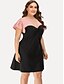 cheap Plus Size Dresses-Women&#039;s Bodycon Short Mini Dress Blushing Pink Short Sleeve Solid Color Color Block Ruched Patchwork Summer V Neck Elegant Streetwear 2021 L XL XXL 3XL 4XL / Plus Size
