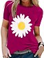 cheap Women&#039;s T-shirts-Women&#039;s T-shirt Floral Flower Round Neck Tops Basic Top White Black Purple
