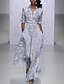 Χαμηλού Κόστους Βραδινά Φορέματα-Ίσια Γραμμή Λουλουδάτο Μάξι Γάμος Guest Επίσημο Βραδινό Φόρεμα Λαιμόκοψη V Μακρυμάνικο Μακρύ Spandex με Σχέδιο / Στάμπα 2020