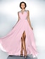 Χαμηλού Κόστους Βραδινά Φορέματα-Γραμμή Α Στυλ Διασήμων Φόρεμα Χοροεσπερίδα Ουρά Αμάνικο Με Κόσμημα Σιφόν με Πούλιες Φόρεμα 2022 / Επίσημο Βραδινό