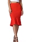 cheap Midi Skirts-Women&#039;s Bodycon Work Skirts Knee-length Polyester Black Red Royal Blue Skirts Summer Basic Daily Wear S M L