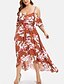 cheap Plus Size Dresses-Women&#039;s Strap Dress Midi Dress Black Wine Orange Short Sleeve Rose Floral Patchwork Summer Streetwear Boho Butterfly Sleeve 2021 XL XXL 3XL 4XL 5XL / Plus Size