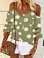 Χαμηλού Κόστους Γυναικείες Μπλούζες &amp; Πουκάμισα-Γυναικεία Πουκάμισο Μπλούζα Μαύρο Βυσσινί Πράσινο του τριφυλλιού Φλοράλ Λουλούδι Μακρυμάνικο Καθημερινά Τιράντες Κανονικό