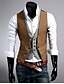 cheap Men&#039;s Trench Coat-Men&#039;s Vest Work Solid Colored Slim Cotton / Polyester Men&#039;s Suit Black / Brown / Sleeveless / Business Formal