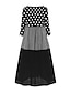 Χαμηλού Κόστους Print Φορέματα-Γυναικεία Φόρεμα σε γραμμή Α Μακρύ φόρεμα Μαύρο Κίτρινο Ρουμπίνι Μακρυμάνικο Πουά Κουρελού Καλοκαίρι Άνοιξη Στρογγυλή Ψηλή Λαιμόκοψη καυτό Χειμερινό φόρεμα Φόρεμα Φθινοπώρου Χαλαρή Εφαρμογή 2023 M L