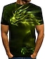baratos Geométrico-camisa gráfica masculina dragão roxo casual 3d para festival | Camiseta de algodão de verão com ilusão de ótica, gola redonda, estampa plus size, manga curta diária