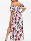 cheap Plus Size Dresses-Women&#039;s Strap Dress Midi Dress White Black Beige Short Sleeve Rose Floral Split Zipper Patchwork Summer Elegant Boho Butterfly Sleeve 2021 XL XXL 3XL 4XL 5XL / Plus Size