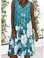 cheap Print Dresses-Women‘s Shift Dress Knee Length Dress Blue Gray Sleeveless Floral Print Spring Summer V Neck Casual 2023 S M L XL XXL 3XL 4XL 5XL