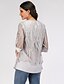 cheap Plus Size Tops-Women&#039;s Blouse Geometric Half Sleeve Causal Tops Lace Gray
