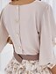 cheap Women&#039;s Blouses &amp; Shirts-Women&#039;s Blouse Shirt Solid Colored Plain V Neck Tops Basic Top White Blushing Pink Beige