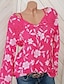 billige Bluser og skjorter til kvinner-Dame Bluse Skjorte Blomstret Blomsternål i krystall Langermet Trykt mønster Rund hals Topper Svart Blå Rød