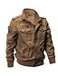 cheap Men’s Jackets &amp; Coats-Men&#039;s Jacket Fall Winter Spring Daily Regular Coat Stand Collar Military Jacket Long Sleeve Embroidered Solid Colored Army Green Khaki Black / Plus Size / Cotton