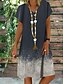 cheap Knee Length Dresses-Women&#039;s A Line Dress Knee Length Dress Black Purple Brown Short Sleeve Color Gradient Spring Summer V Neck Hot Casual Loose 2022 S M L XL XXL 3XL 4XL 5XL / Plus Size / Plus Size
