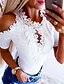 billige Bluser og skjorter til kvinner-Dame Blondeskjorte Skjorte Bluse عادي Ensfarget Hvit Rød Blonde Kortermet Avslappet Grunnleggende Rund hals Normal Kald skulder