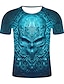 preiswerte Schädel &amp; Knochen-Men&#039;s Shirt T shirt Tee Graphic Skull 3D Round Neck Black Light Green Red Royal Blue Blue Plus Size Daily Holiday Short Sleeve Print Clothing Apparel Streetwear Exaggerated