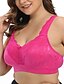 cheap Bras &amp; Bralettes-Women&#039;s Wireless Lace Bras Full Coverage Bra Fuchsia