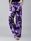 cheap Women&#039;s Pants-Women&#039;s Basic Loose Wide Leg Pants Print Black Blue Purple