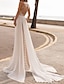 cheap Wedding Dresses-Beach Wedding Dresses A-Line Halter Neck Sleeveless Sweep / Brush Train Chiffon Bridal Gowns With Embroidery 2024