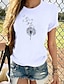cheap Tees &amp; T Shirts-Women&#039;s T shirt Tee Dog Black White Print Graphic Casual Daily Short Sleeve Round Neck Basic 100% Cotton S