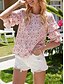 ieftine Bluze &amp; Cămăși Damă-Pentru femei Bluză Cămașă Floral Floare Bufantă Imprimeu Rotund Topuri Elegant Hawaiană Topul de bază Roz Îmbujorat