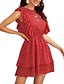 Χαμηλού Κόστους Μίνι Φορέματα-Γυναικεία Φόρεμα ριχτό από τη μέση και κάτω Μίνι φόρεμα Ρουμπίνι Αμάνικο Πουά Με Βολάν Καλοκαίρι Στρογγυλή Λαιμόκοψη Καθημερινό 2021 Τ M L XL