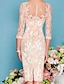 cheap Mother of Bride Dresses with Jacket-Two Piece Sheath Champagne Mother of the Bride Dress Formal Wedding Guest Church Elegant Jewel Neck Knee Length Chiffon Lace 3/4 Length Sleeve Wrap Included Jacket Dresses with Beading Appliques 2024