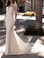 cheap Wedding Dresses-Wedding Dresses Court Train Mermaid / Trumpet Sleeveless Jewel Neck Lace With Appliques 2023 Bridal Gowns