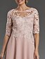 cheap Mother of the Bride Dresses-A-Line Mother of the Bride Dress Elegant Jewel Neck Knee Length Chiffon Lace Half Sleeve with Appliques 2023