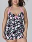 cheap Plus Size Swimwear-Women&#039;s Swimwear One Piece Tankini Plus Size Swimsuit Animal Black White Bathing Suits Cheetah Print