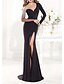 cheap Evening Dresses-Mermaid / Trumpet Evening Gown Elegant Dress Engagement Formal Evening Sweep / Brush Train Long Sleeve Illusion Neck Spandex with Beading Slit 2024