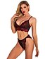 cheap Sexy Lingerie-Women&#039;s Backless Lace Suits Nightwear Patchwork Wine S M L