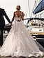 cheap Wedding Dresses-Beach Open Back Sexy Wedding Dresses A-Line V Neck Sleeveless Court Train Lace Bridal Gowns With Appliques 2024