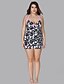 cheap Plus Size Swimwear-Women&#039;s Swimwear One Piece Tankini Plus Size Swimsuit Animal Black White Bathing Suits Cheetah Print