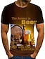 cheap Men&#039;s 3D Tee-The Answer Is Beer Mens 3D Shirt | Brown Cotton | Men&#039;S Tee Graphic Round Neck Yellow 3D Print Plus Size Daily Going Out Short Sleeve Pleated Clothing Apparel